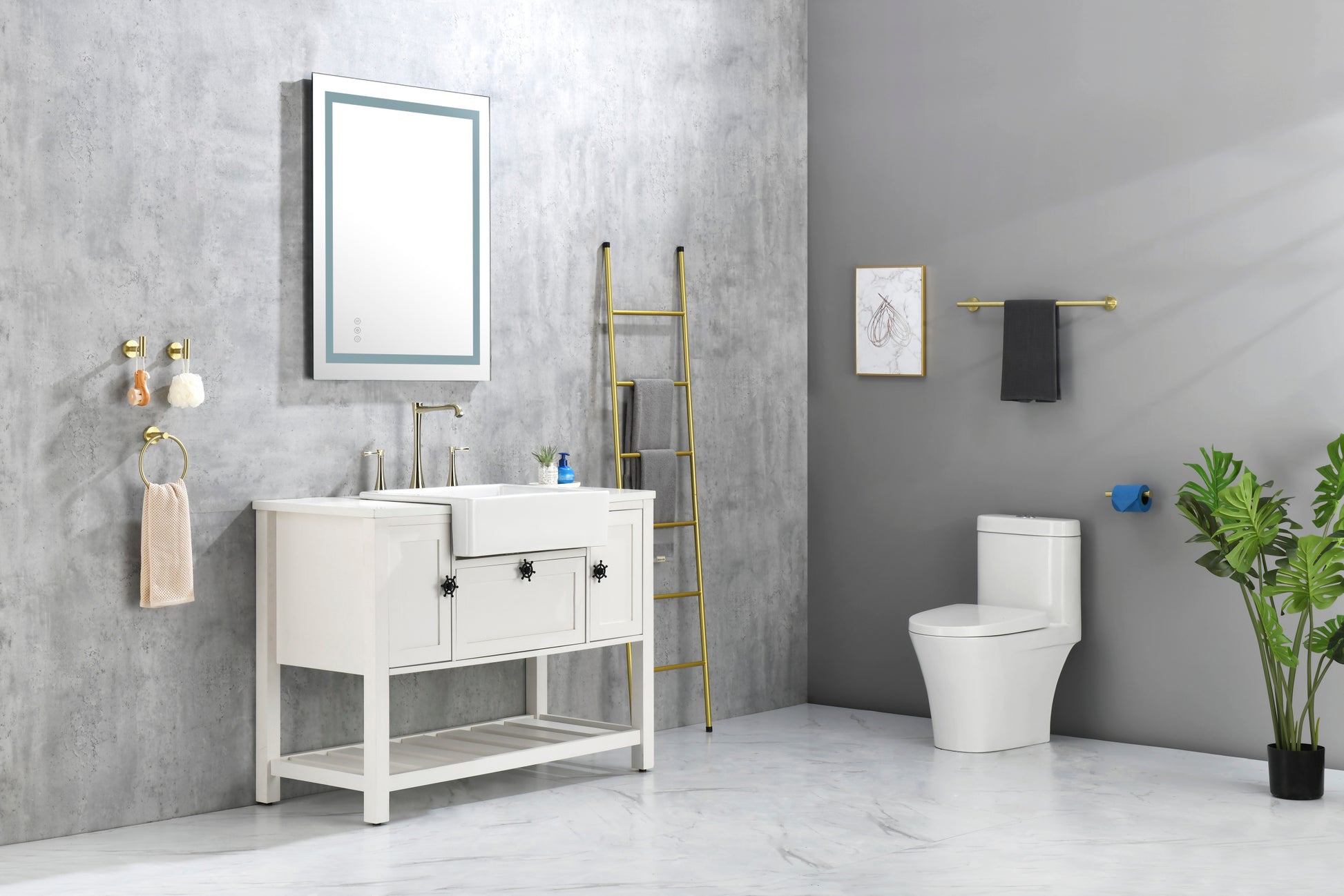 Bathroom Led Mirror Is Multi Functional And Each Function Is Controlled By A Smart Touch Button. White Aluminium