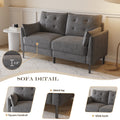 57.5 Inch Cotton Linen Dark Grayseat Metal Feet Plastic Feet Thick Cushion With Two Armrests Dark Grey Polyester Blend