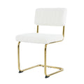 Modern Simple Light Luxury Dining White Chair Home Bedroom Stool Back Dressing Chair Student Desk Chair Gold Metal Legs Set Of 4 Metal White Teddy