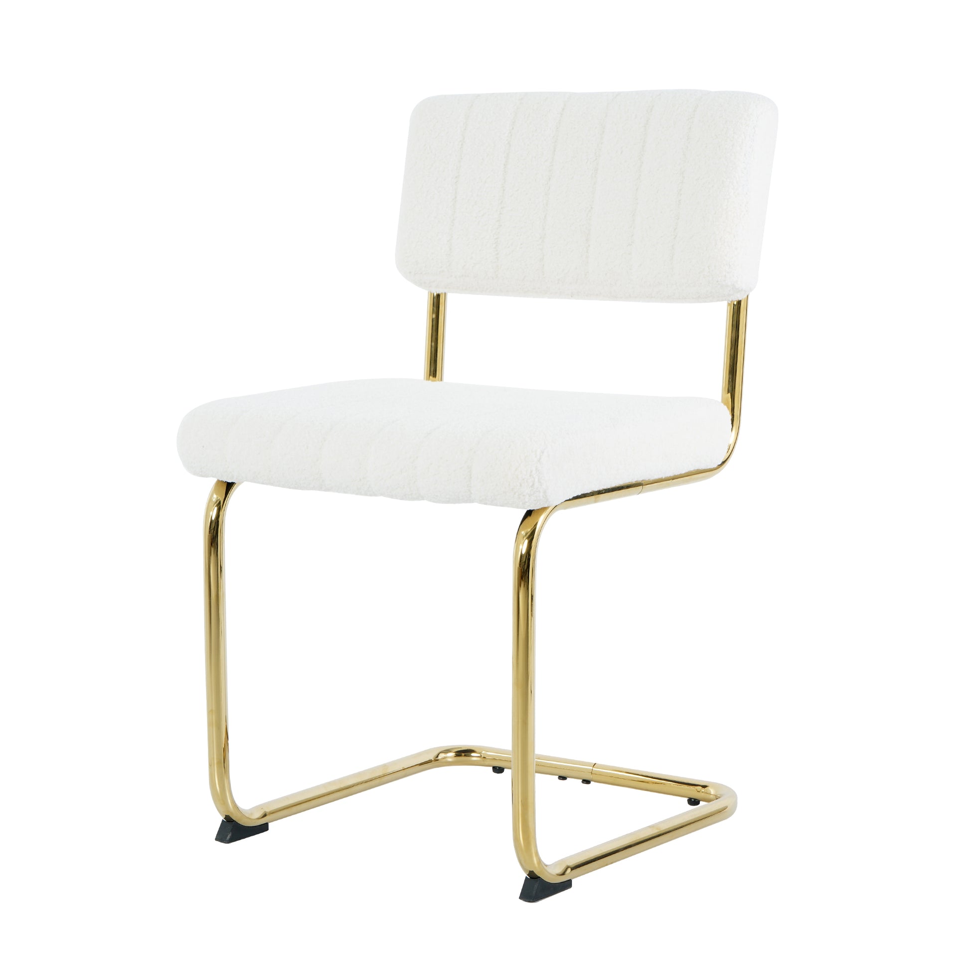 Modern Simple Light Luxury Dining White Chair Home Bedroom Stool Back Dressing Chair Student Desk Chair Gold Metal Legs Set Of 4 Metal White Teddy