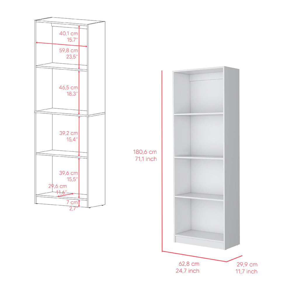 Bookcase Benzoni, Office, White White Particle Board Engineered Wood