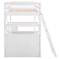 Twin Size Loft Bed With Desk And Shelves, Two Built In Drawers, White Old Sku: Gx000423Aak Box Spring Not Required Twin White Wood Bedroom Pine