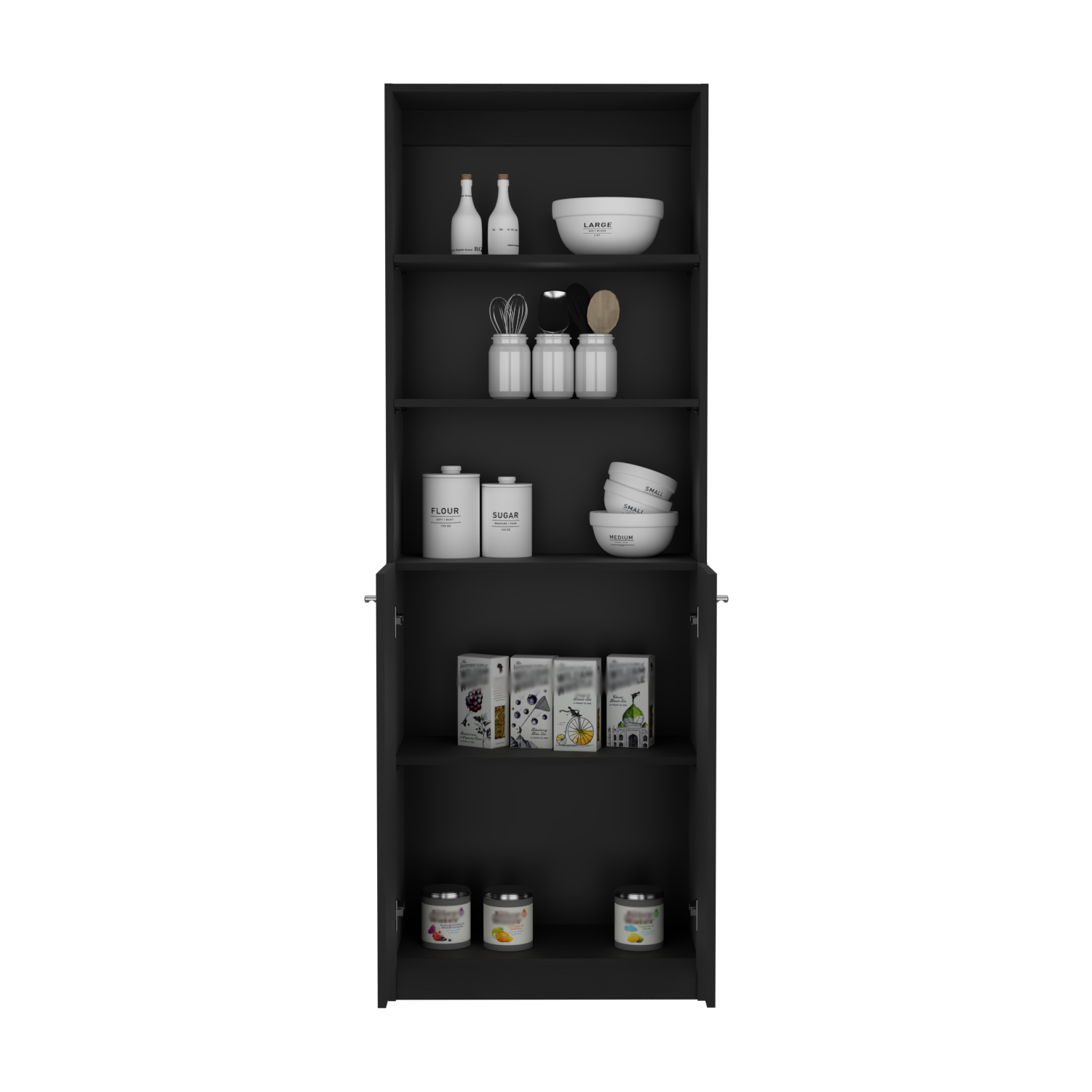 Bookcase Dual Door Benzoni, Office, Black Black Particle Board Engineered Wood