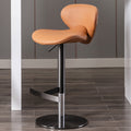 Swivel Titanium Stainless Steel Bar Stools Adjustable Height For Kitchen Counter And Dining Room Brown 1Pc Brown Stainless Steel