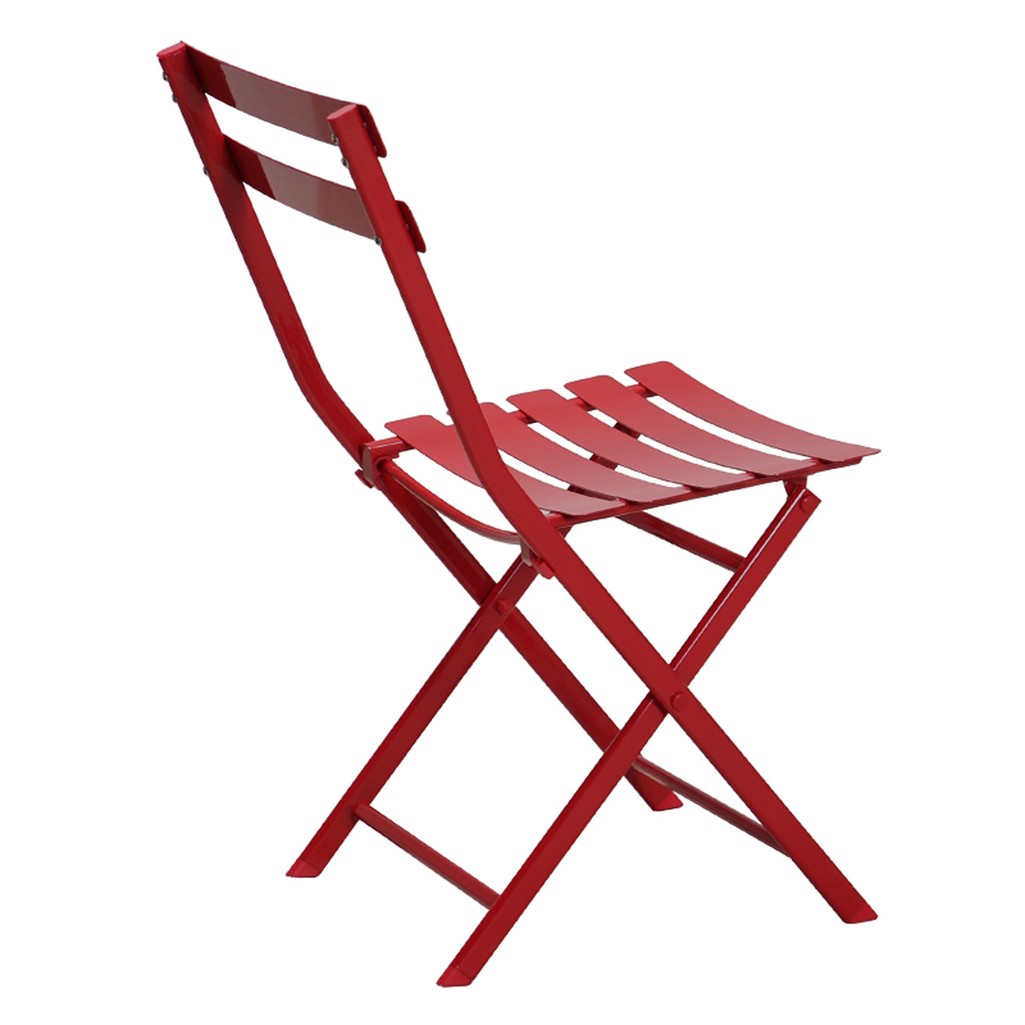 3 Piece Patio Bistro Set Of Foldable Square Table And Chairs, Red No Red Metal