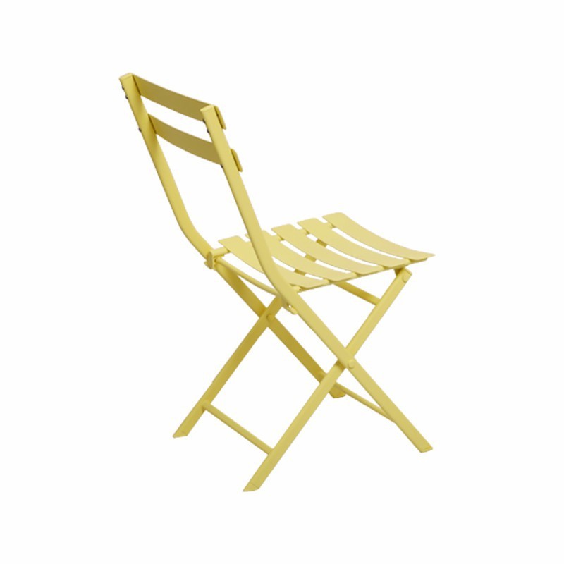 3 Piece Patio Bistro Set Of Foldable Square Table And Chairs, Yellow No Yellow Metal