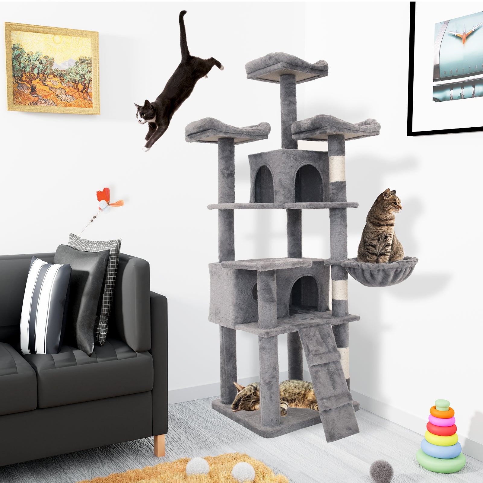 Cat Climbing Frame Antique Gray Altay Velvet