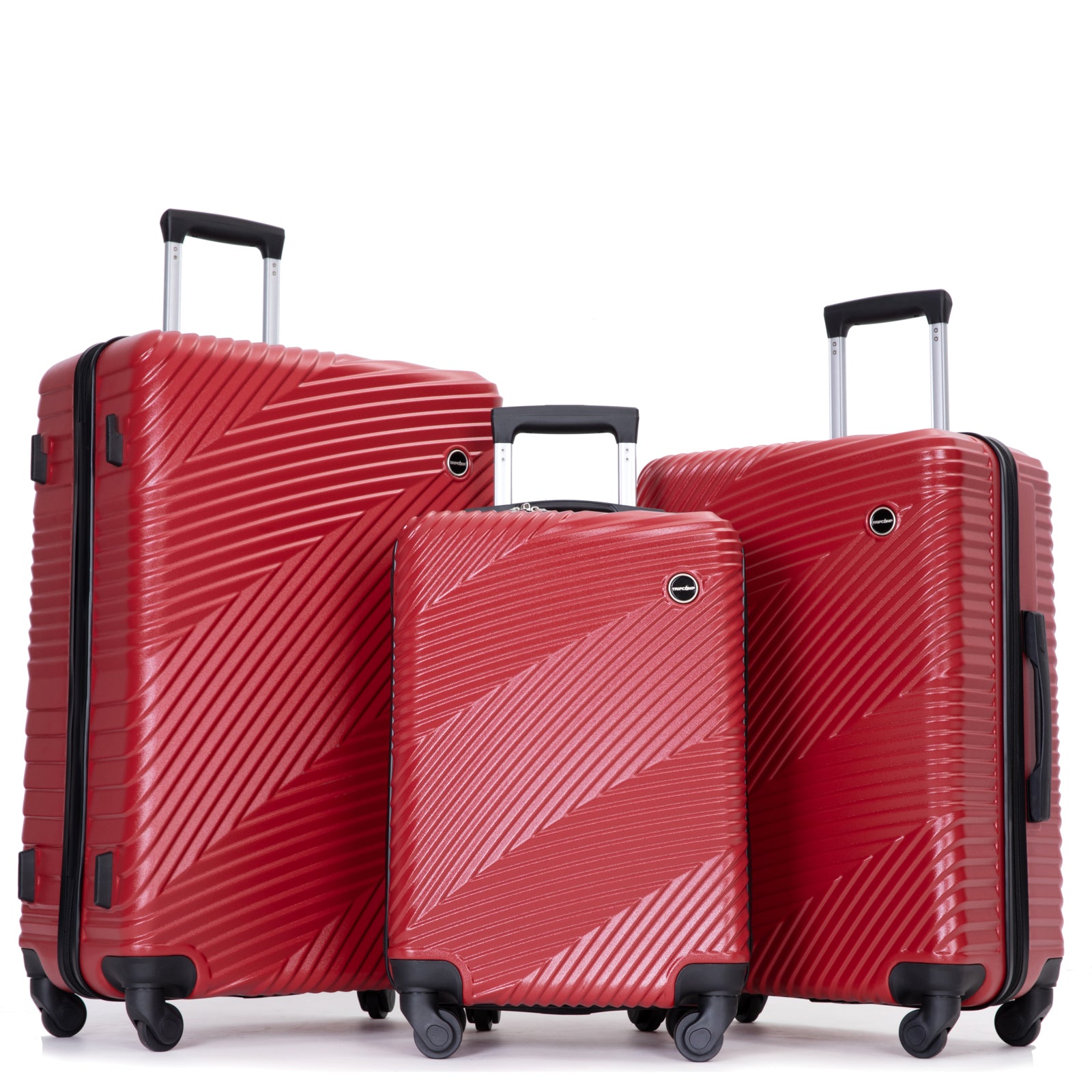 3 Piece Luggage Sets Pc Abs Lightweight Suitcase With Two Hooks, Spinner Wheels, 20 24 28 Red Red Abs Pc