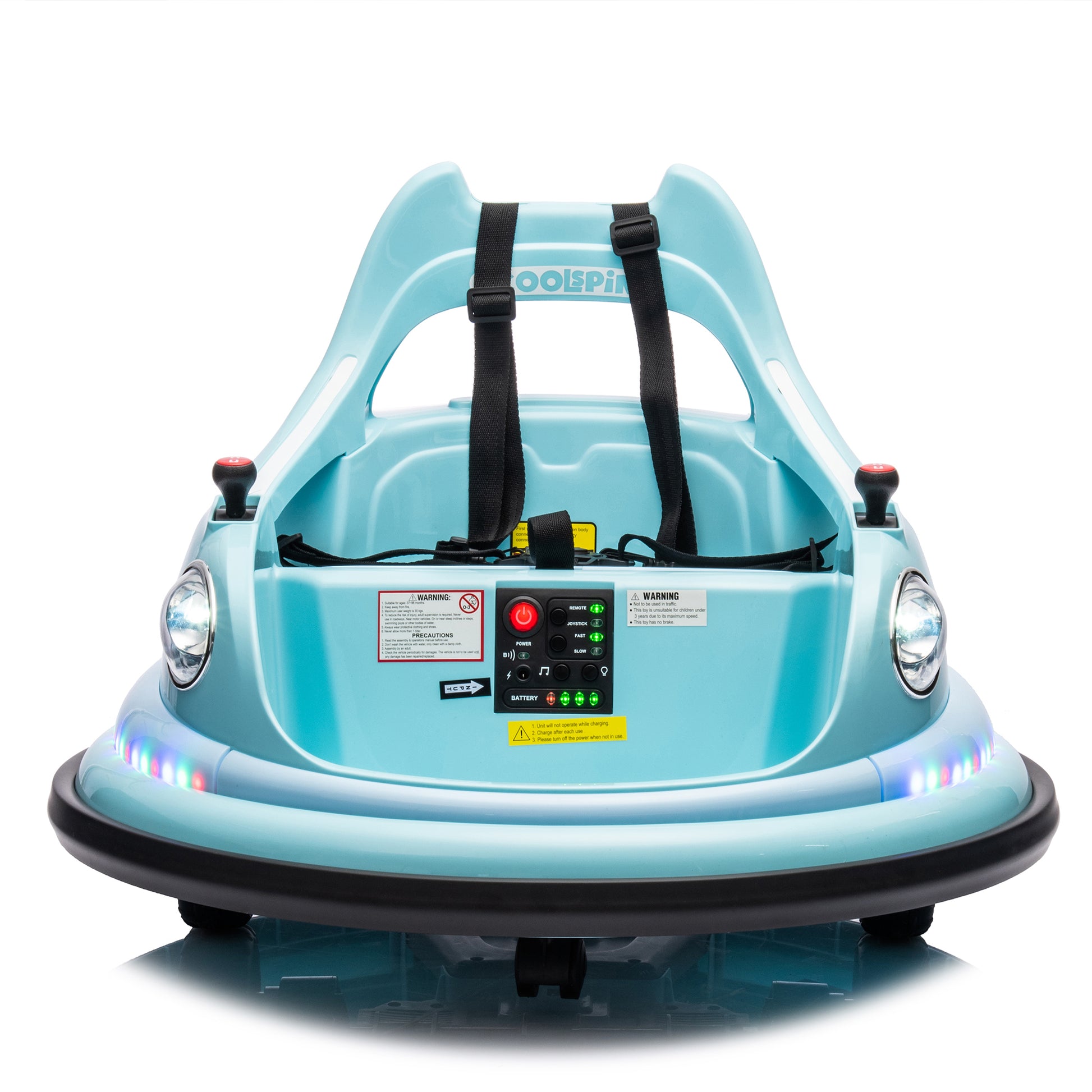 12V Ride On Bumper Car For Kids,Electric Car For Kids,1.5 5 Years Old,W Remote Control, Led Lights, Bluetooth & 360 Degree Spin, Vehicle Body With Anti Collision Paddingfive Point Safety Belt,2Wd Blue Polyethylene