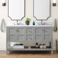 60 In Bathroom Vanity Base Cabinet Only, Double Sink Configuration,With Soft Closing Doors And Full Extension Dovetail Drawers Freestanding Bathroom Storage In Gray Gray Plywood