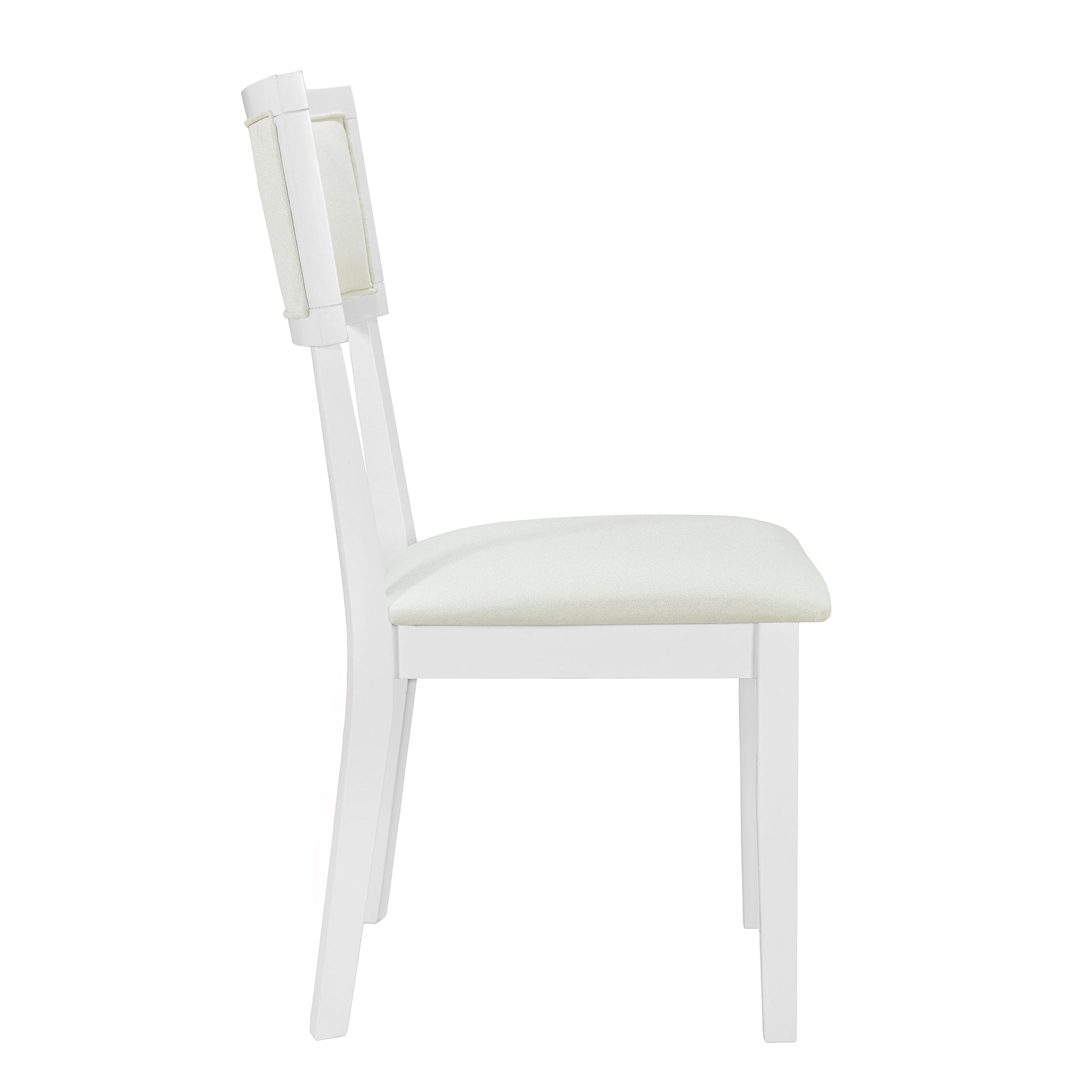 Farmhouse 6 Piece Trestle Dining Table Set With Upholstered Dining Chairs And Bench, 59Inch, White White Wood Dining Room Solid Wood Rubberwood Rectangular Dining Table With Chair And Bench Upholstered Chair Wood White Seats 6 Farmhouse Trestle Foam