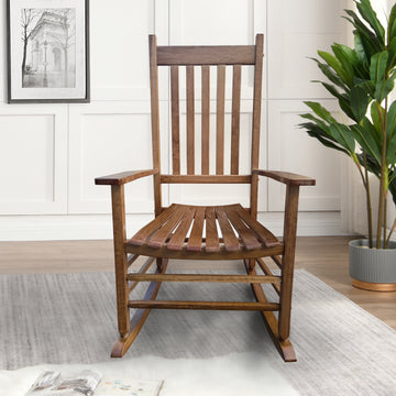 Balcony Porch Adult Rocking Chair Brown Brown Solid Wood