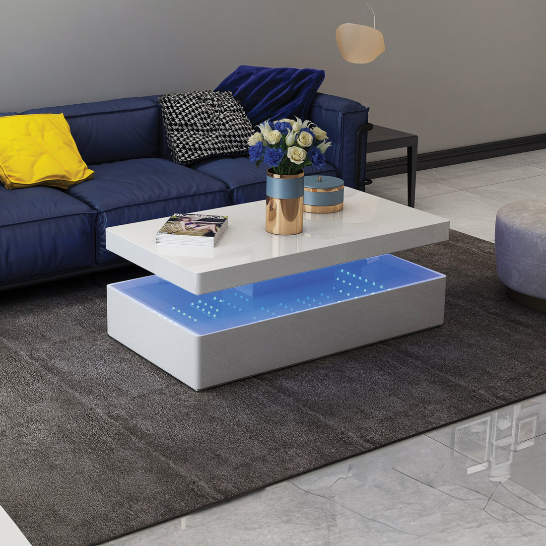 Aurora Coffee Table White Primary Living Space Contemporary,Modern Rectangular Coffee & End Tables Mdf Wood