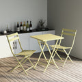 3 Piece Patio Bistro Set Of Foldable Square Table And Chairs, Yellow No Yellow Metal