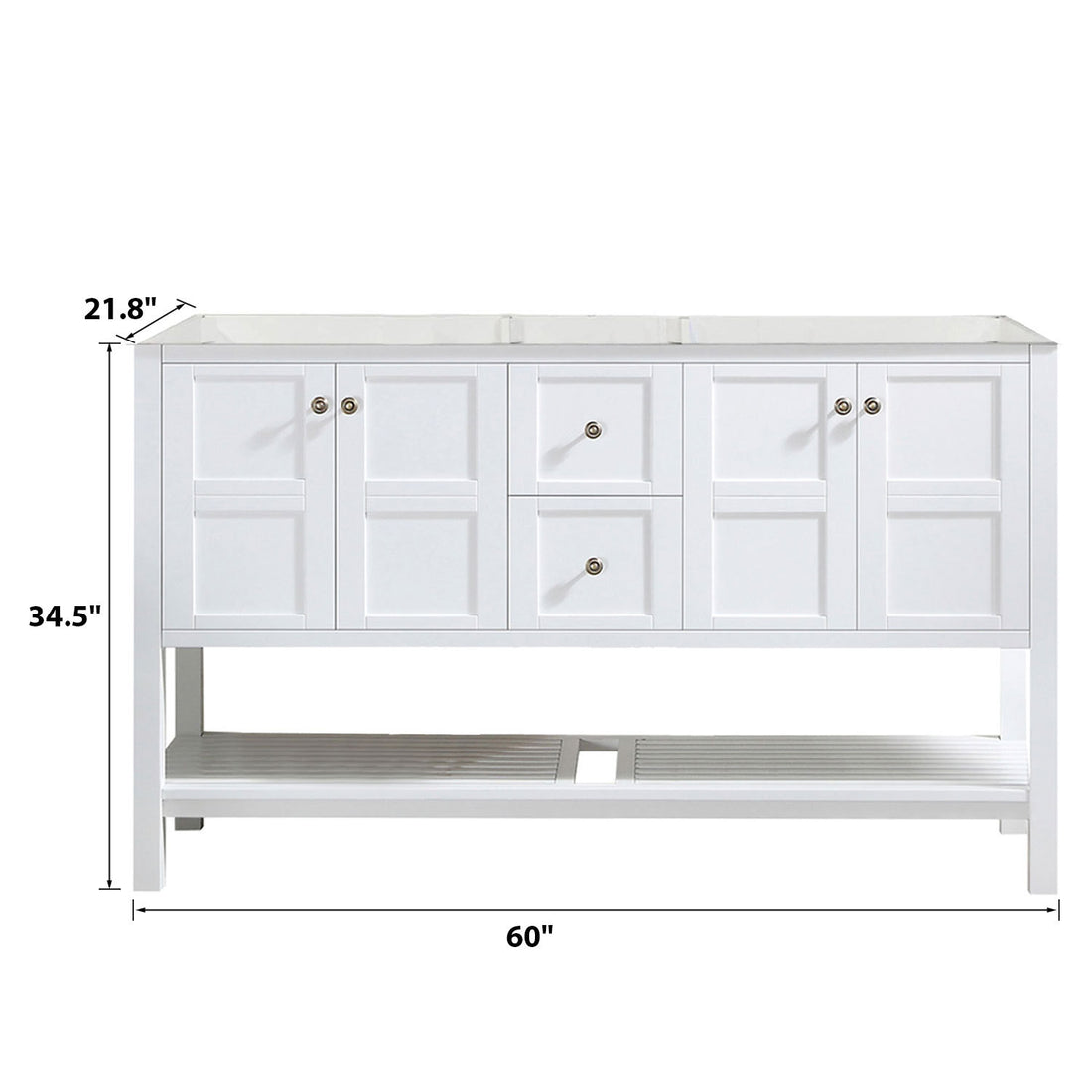 60 In Bathroom Vanity Base Cabinet Only, Double Sink Configuration,With Soft Closing Doors And Full Extension Dovetail Drawers Freestanding Bathroom Storage In White White Plywood