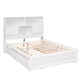 Full Size Platform Bed With Storage Headboard, Charging Station And 4 Drawers, White Box Spring Not Required Full White Wood Bedroom Bed Frame Solid Wood Mdf