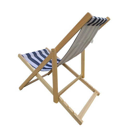 Populus Wood Sling Chair Blue Stripe Broad Blue Stripe Color: Dark Blue Folding Chaise Lounge Chair Dark Blue Solid Wood