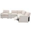 104'' Power Recliner Corner Sofa Home Theater Reclining Sofa Sectional Couches With Storage Box, Cup Holders, Usb Ports And Power Socket For Living Room, Beige Beige Foam Linen 4 Seat