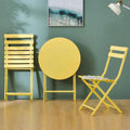 3 Piece Patio Bistro Set Of Foldable Round Table And Chairs, Yellow No Yellow Metal