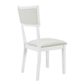 Farmhouse 6 Piece Trestle Dining Table Set With Upholstered Dining Chairs And Bench, 59Inch, White White Wood Dining Room Solid Wood Rubberwood Rectangular Dining Table With Chair And Bench Upholstered Chair Wood White Seats 6 Farmhouse Trestle Foam