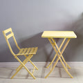 3 Piece Patio Bistro Set Of Foldable Square Table And Chairs, Yellow No Yellow Metal