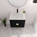 24 Inch Wall Mounted Bathroom Vanity With Sink, For Small Bathroom Kd Packing 2 Black Chestnut Bathroom Wall Mounted Modern Plywood