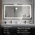 Led Bathroom Mirror 60X 32 Inch With Lights, Anti Fog & Dimming Led Bathroom Vanity Mirror Transparent Glass