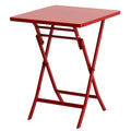 3 Piece Patio Bistro Set Of Foldable Square Table And Chairs, Red No Red Metal