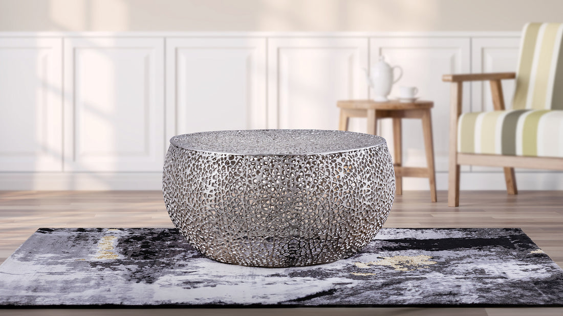 T3502 32 Round Coffee Table In Silver Silver Primary Living Space Contemporary,Modern Round Coffee & End Tables Aluminum Aluminium