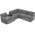 104'' Power Recliner Corner Sofa Home Theater Reclining Sofa Sectional Couches With Storage Box, Cup Holders, Usb Ports And Power Socket For Living Room, Dark Grey Dark Grey Foam Linen 4 Seat