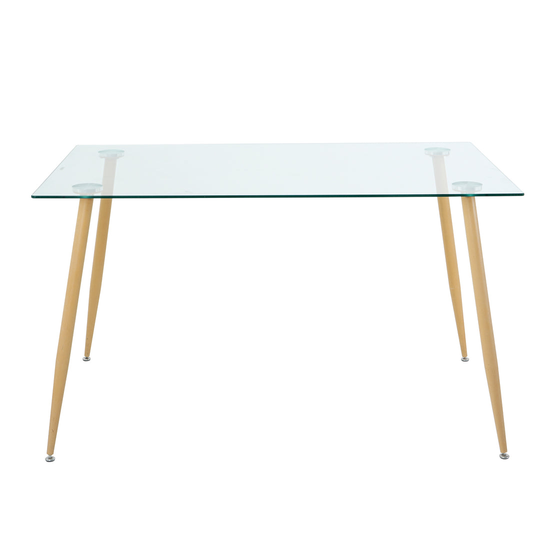 Modern Kitchen Glass Dining Table 51" Rectangular Tempered Glass Table Top,Clear Dining Table Metal Legs Wood Transfer Metal Legs Legs Set Of 1 Clear Rectangular Glass
