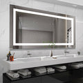 Led Bathroom Mirror 72X36 Inch With Lights, Anti Fog & Dimming Led Bathroom Vanity Mirror Transparent Glass