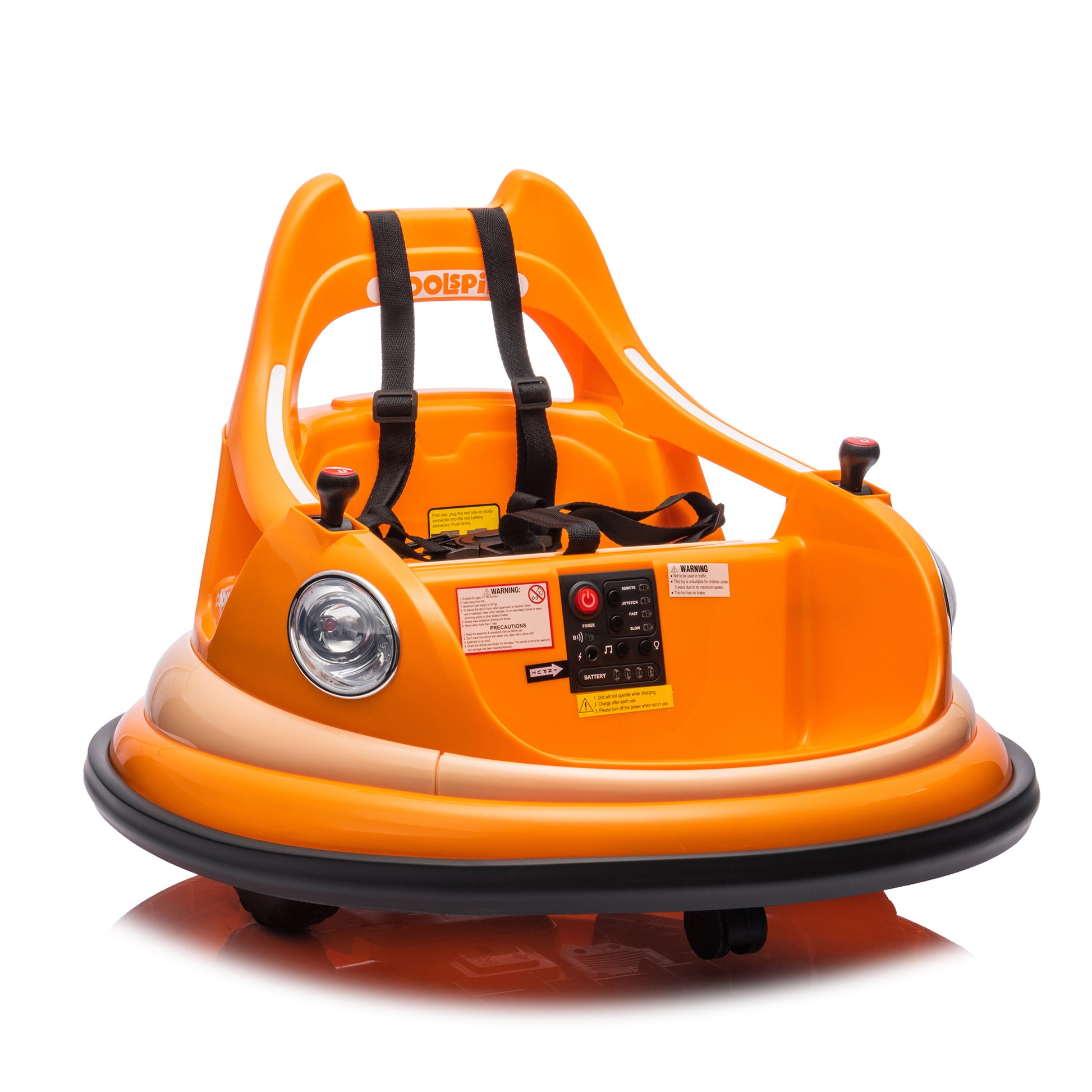 12V Ride On Bumper Car For Kids,Electric Car For Kids,1.5 5 Years Old,W Remote Control, Led Lights, Bluetooth & 360 Degree Spin, Vehicle Body With Anti Collision Paddingfive Point Safety Belt,2Wd Orange Polyethylene