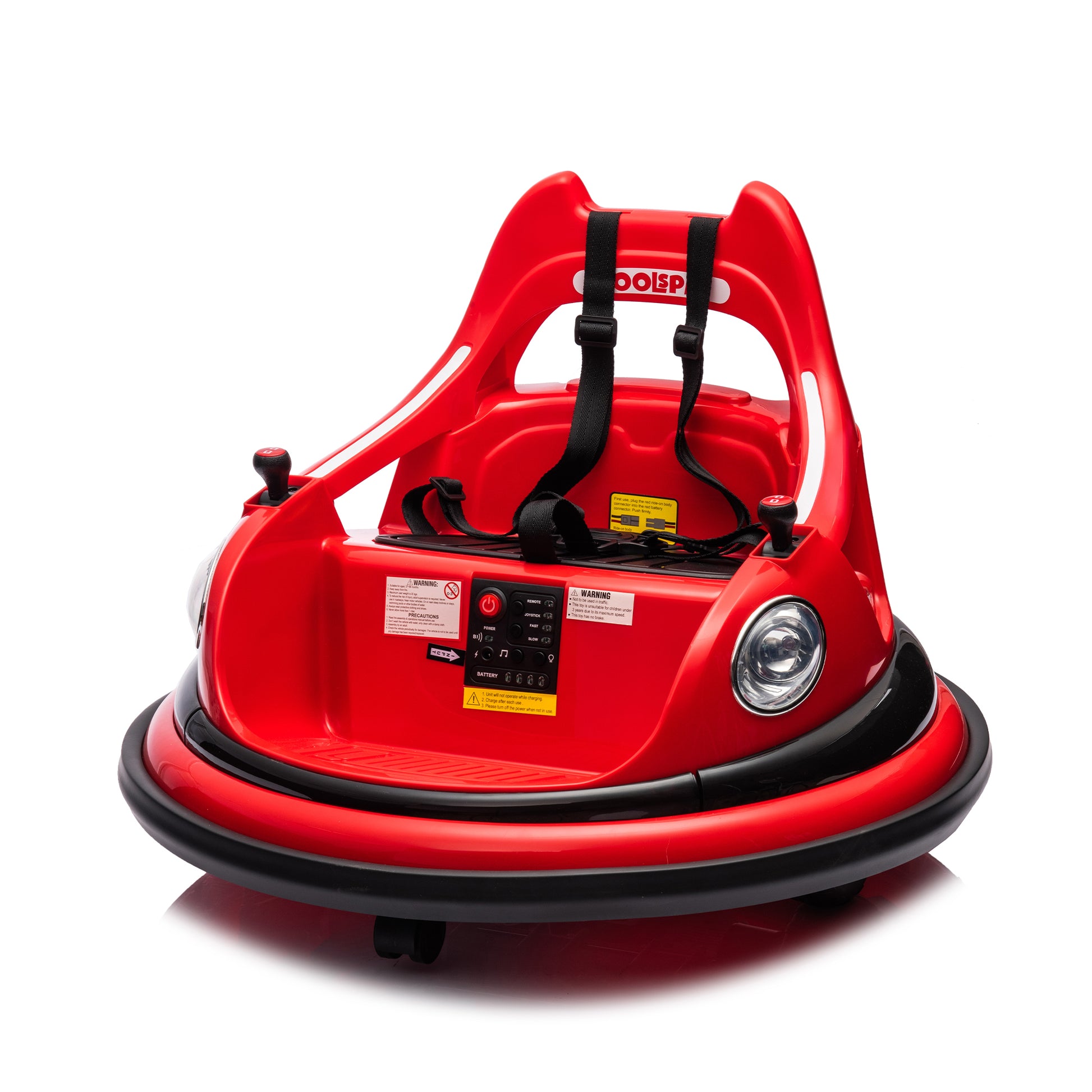 12V Ride On Bumper Car For Kids,Electric Car For Kids,1.5 5 Years Old,W Remote Control, Led Lights, Bluetooth & 360 Degree Spin, Vehicle Body With Anti Collision Padding Five Point Safety Belt,2Wd Red Polypropylene