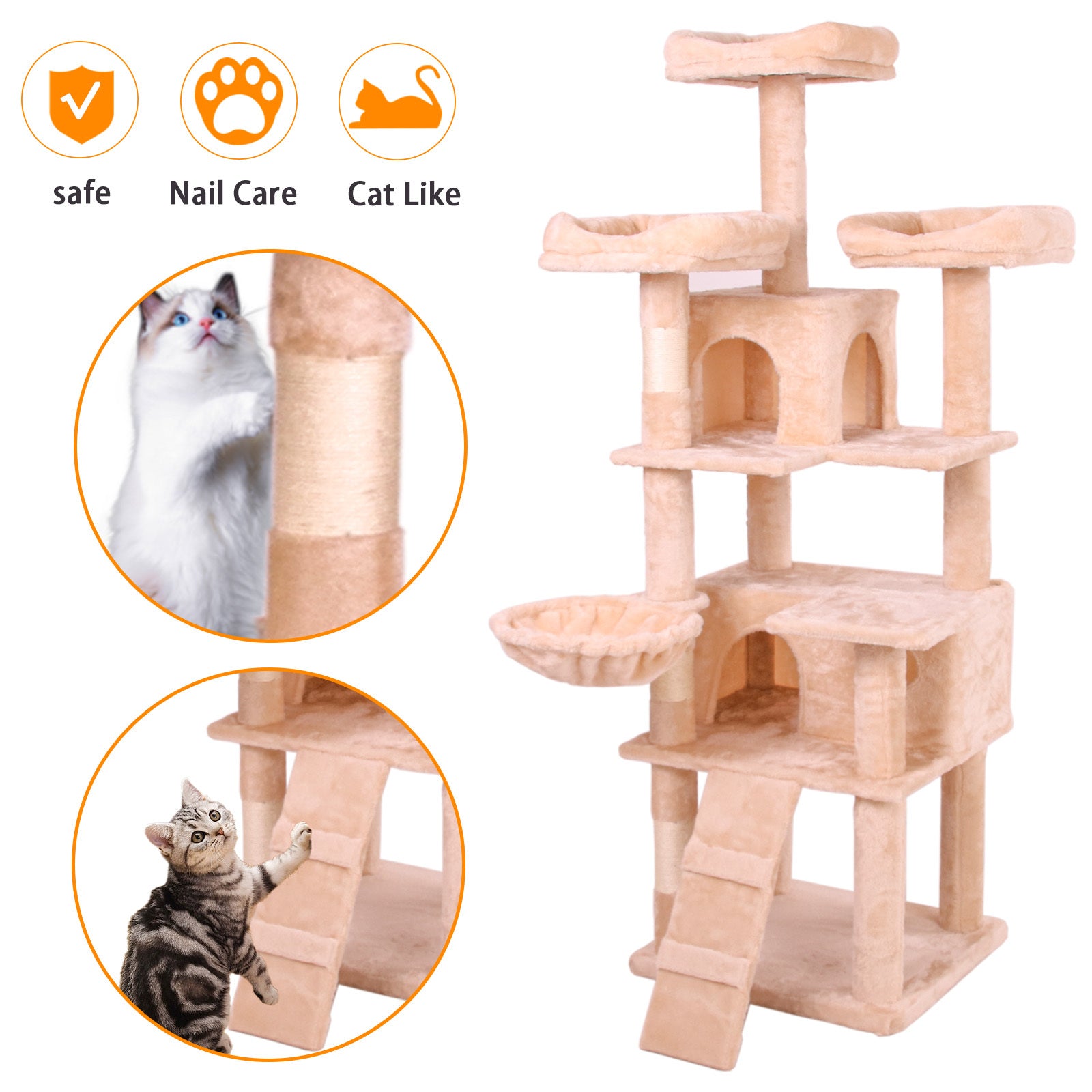 Cat Climbing Frame Cream White Altay Velvet