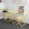 3 Piece Patio Bistro Set Of Foldable Round Table And Chairs, Yellow No Yellow Metal