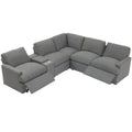 104'' Power Recliner Corner Sofa Home Theater Reclining Sofa Sectional Couches With Storage Box, Cup Holders, Usb Ports And Power Socket For Living Room, Dark Grey Dark Grey Foam Linen 4 Seat