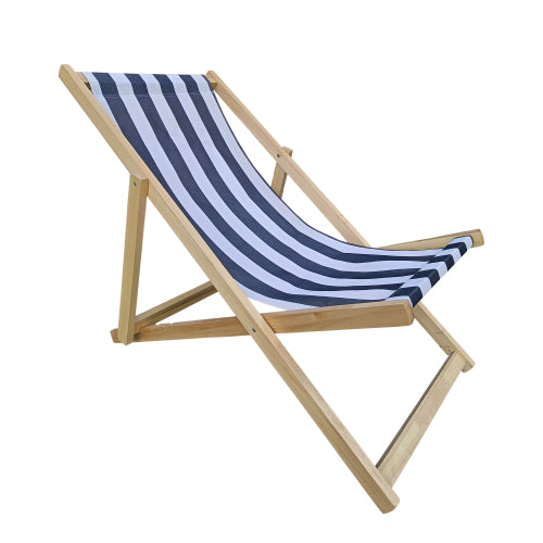 Populus Wood Sling Chair Blue Stripe Broad Blue Stripe Color: Dark Blue Folding Chaise Lounge Chair Dark Blue Solid Wood