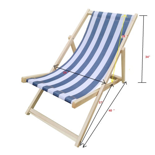 Populus Wood Sling Chair Blue Stripe Broad Blue Stripe Color: Dark Blue Folding Chaise Lounge Chair Dark Blue Solid Wood