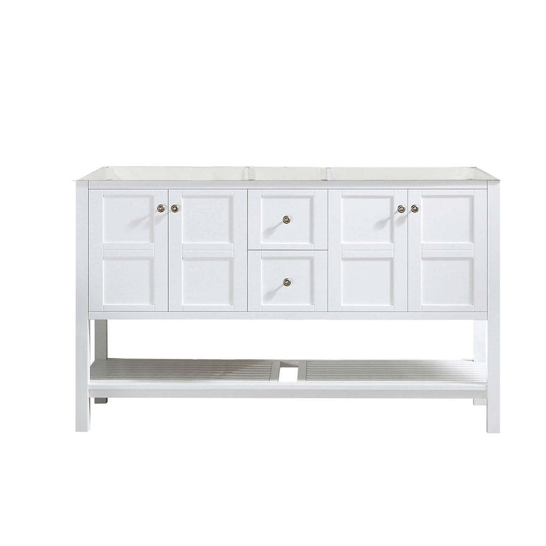 60 In Bathroom Vanity Base Cabinet Only, Double Sink Configuration,With Soft Closing Doors And Full Extension Dovetail Drawers Freestanding Bathroom Storage In White White Plywood