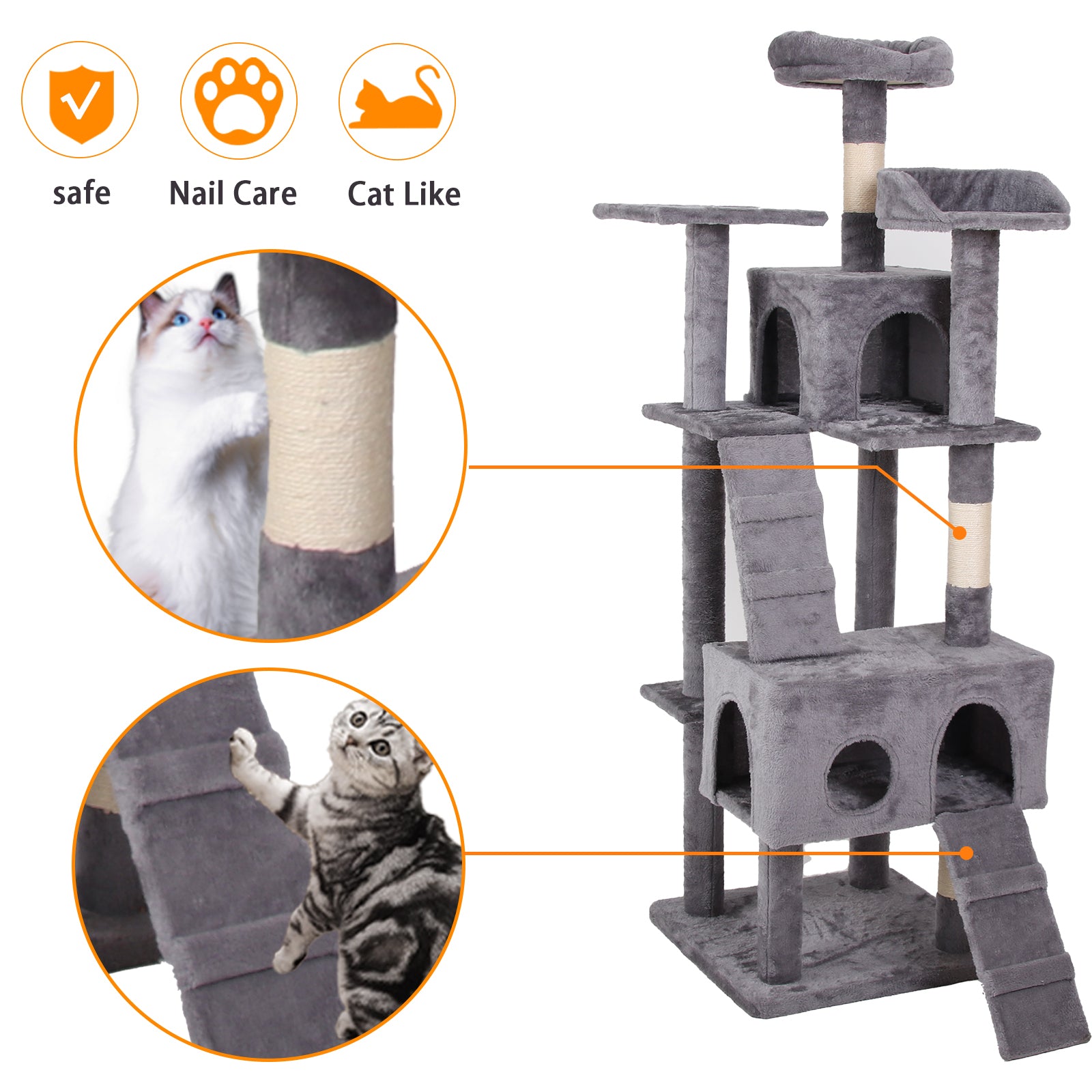 Cat Climbing Frame Antique Gray Altay Velvet