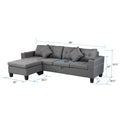 Sectional Sofa Set For Living Room With L Shape Chaise Lounge ,Cup Holder And Left Or Right Hand Chaise Modern 4 Seat Grey Fabric