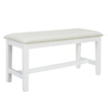 Farmhouse 6 Piece Trestle Dining Table Set With Upholstered Dining Chairs And Bench, 59Inch, White White Wood Dining Room Solid Wood Rubberwood Rectangular Dining Table With Chair And Bench Upholstered Chair Wood White Seats 6 Farmhouse Trestle Foam