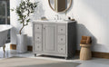 Contemporary Gray Bathroom Vanity Cabinet 36X18X34 Inches, 4 Drawers & 1 Cabinet Door, Multipurpose Storage, Resin Integrated Sink, Adjustable Shelves, Solid Wood Frame With Mdf Gray Modern Solid Wood Mdf Resin