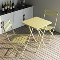 3 Piece Patio Bistro Set Of Foldable Square Table And Chairs, Yellow No Yellow Metal