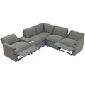 104'' Power Recliner Corner Sofa Home Theater Reclining Sofa Sectional Couches With Storage Box, Cup Holders, Usb Ports And Power Socket For Living Room, Dark Grey Dark Grey Foam Linen 4 Seat