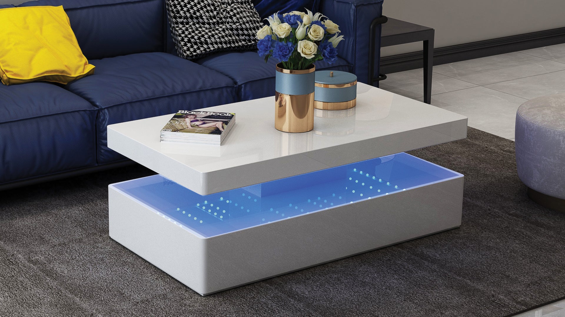 Aurora Coffee Table White Primary Living Space Contemporary,Modern Rectangular Coffee & End Tables Mdf Wood