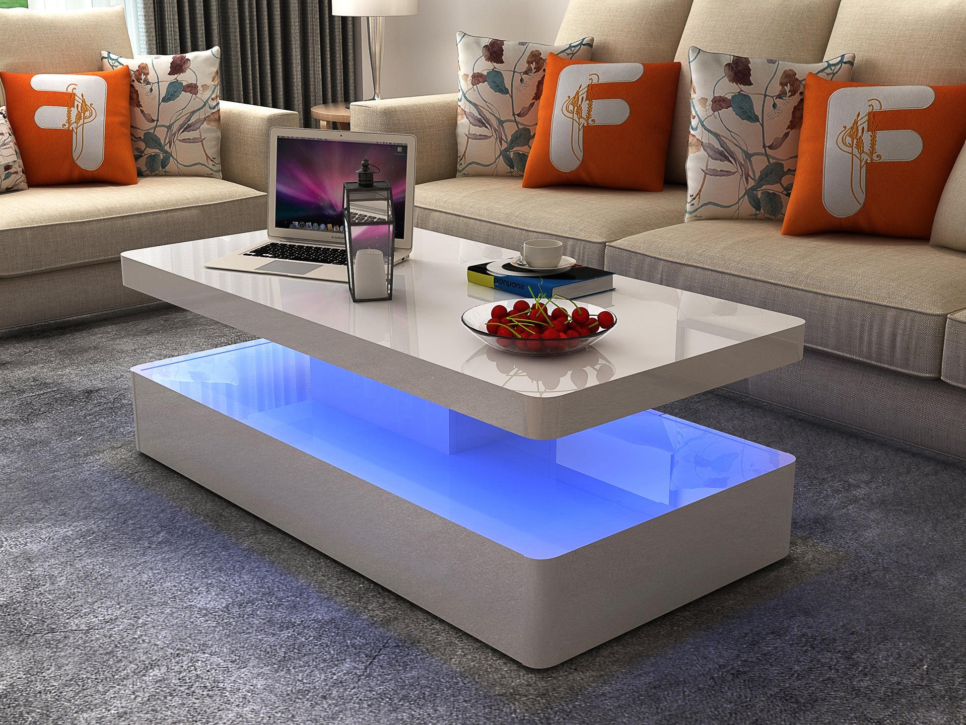 Aurora Coffee Table White Primary Living Space Contemporary,Modern Rectangular Coffee & End Tables Mdf Wood