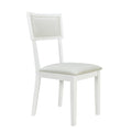 Farmhouse 6 Piece Trestle Dining Table Set With Upholstered Dining Chairs And Bench, 59Inch, White White Wood Dining Room Solid Wood Rubberwood Rectangular Dining Table With Chair And Bench Upholstered Chair Wood White Seats 6 Farmhouse Trestle Foam