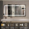 Led Bathroom Mirror 60X 32 Inch With Lights, Anti Fog & Dimming Led Bathroom Vanity Mirror Transparent Glass